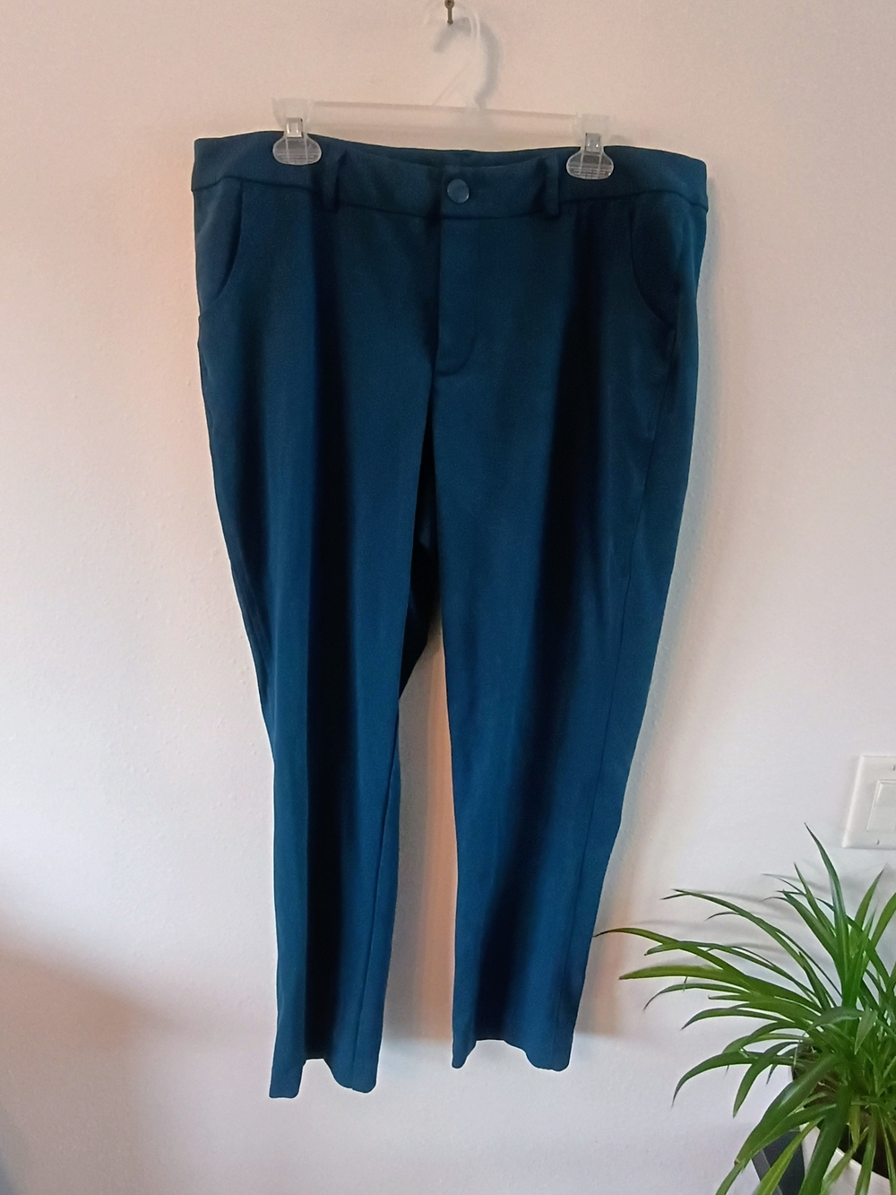 CJ Banks Signature Slimming 18W Teal Stretch Ankle Pants Pull On Career Workwear